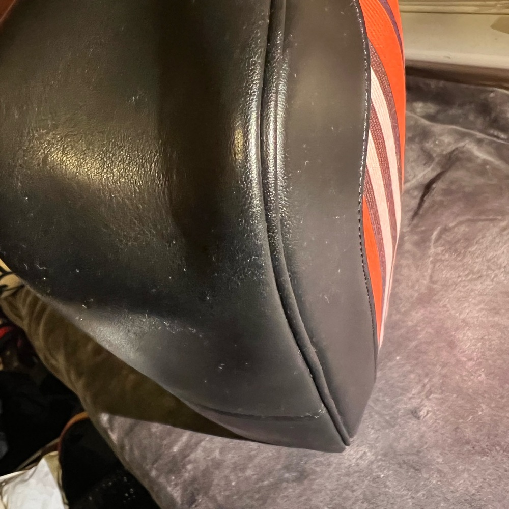 Rare Burberry Blue Signature Hobo striped vibrant colors w/black leather trim - Picture 5 of 15